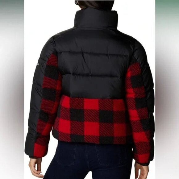 Columbia Leadbetter Point Sherpa Hybrid Cropped Puffer Jacket Coat Medium - Picture 2 of 9